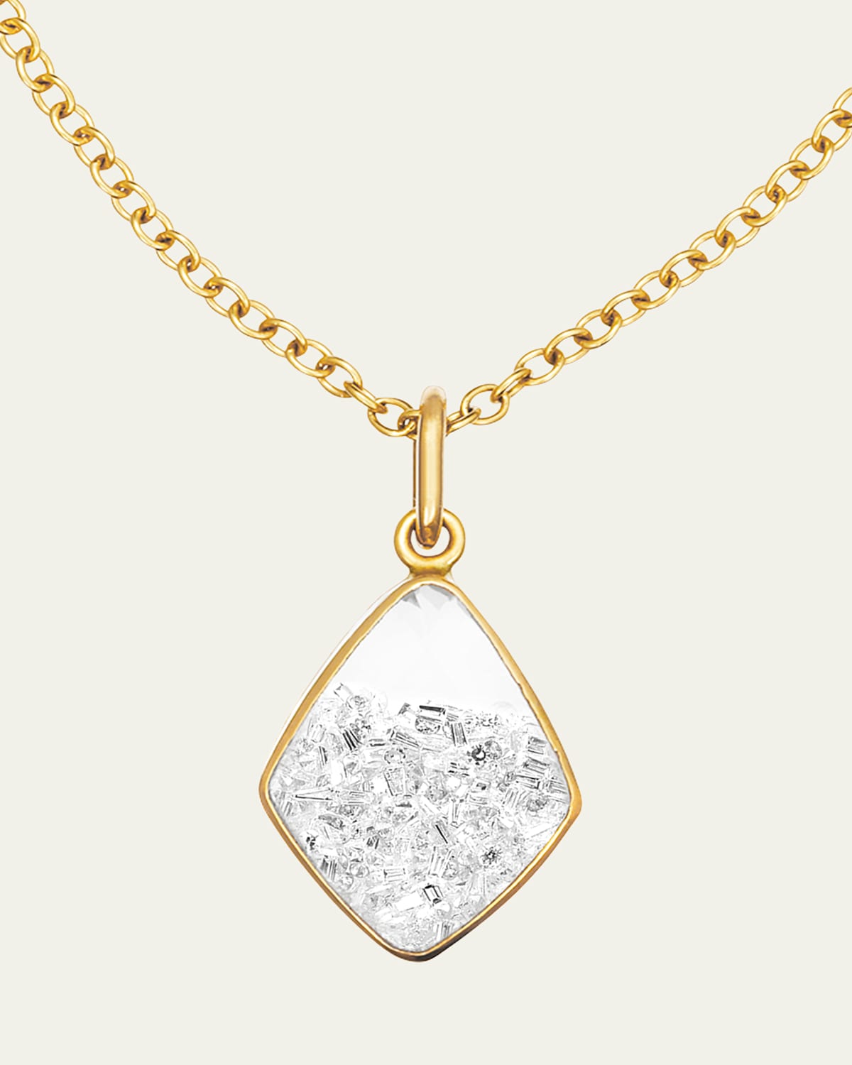 18K Yellow Gold Baby Kite Diamond Kaleidoscope Shaker Pendant Necklace