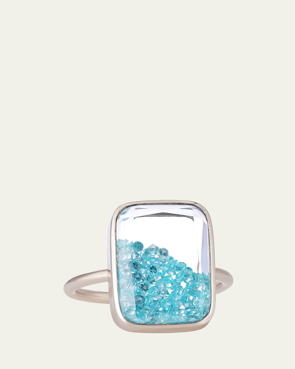 18K Yellow Gold Ten Fourteen Paraiba Tourmaline Kaleidoscope Shaker Ring