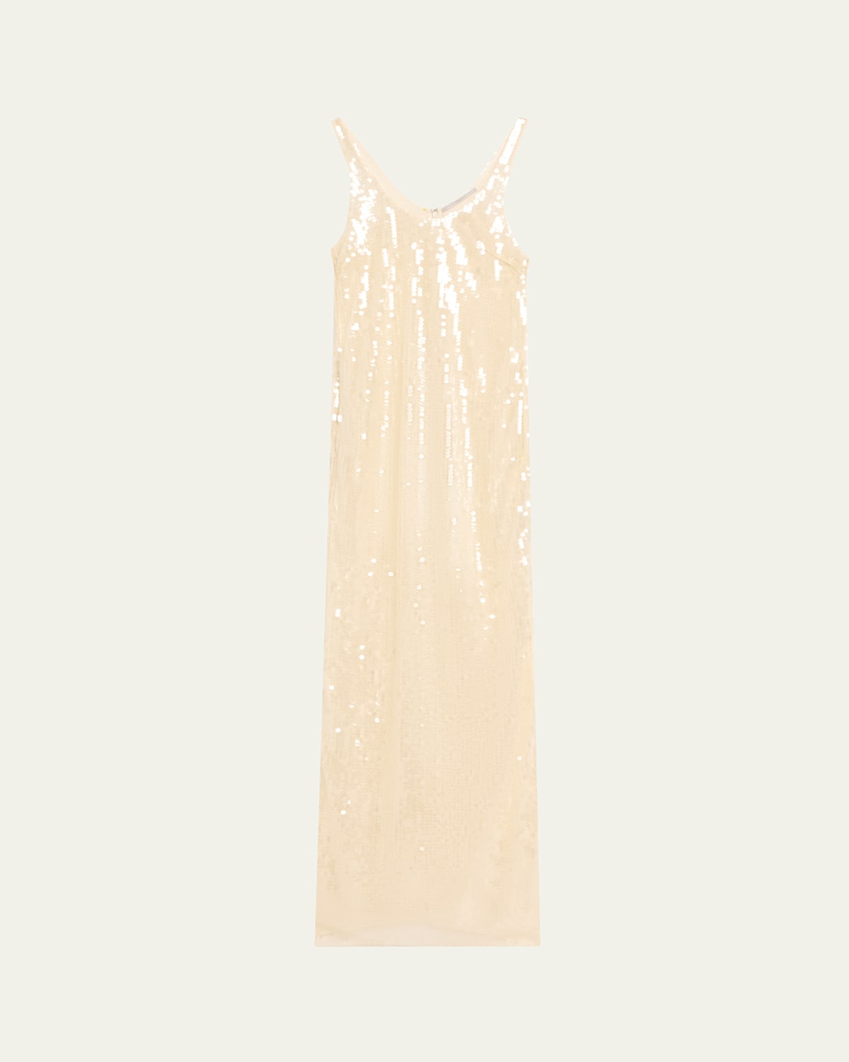 Stella Mccartney Long Sheer Sequined Tank Gown In Cream