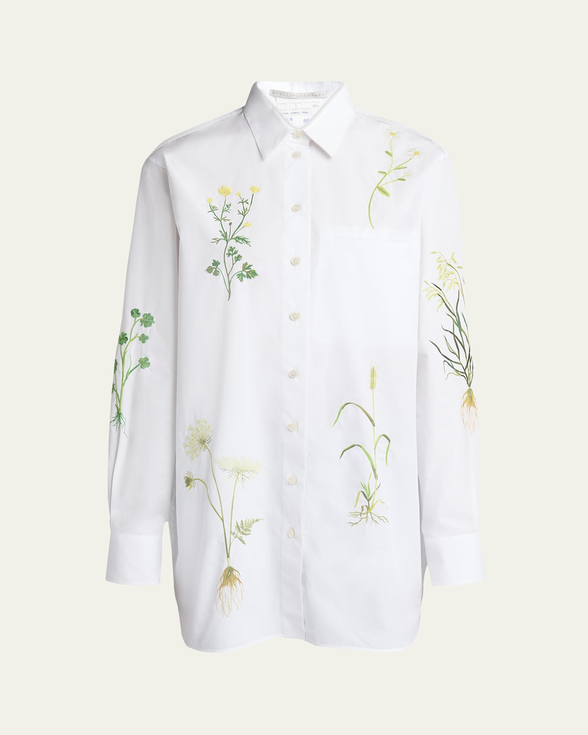 Stella Mccartney Womens Pure White Embroidered Welt-pocket Cotton-poplin Shirt In Pure White