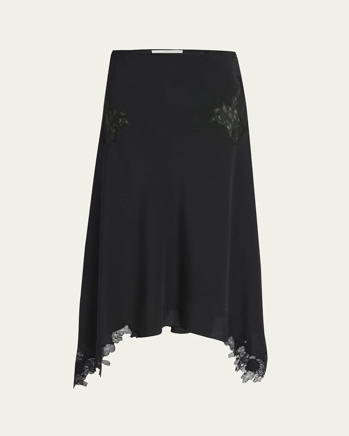 Stella Mccartney Lace Handkerchief Midi Skirt In Black