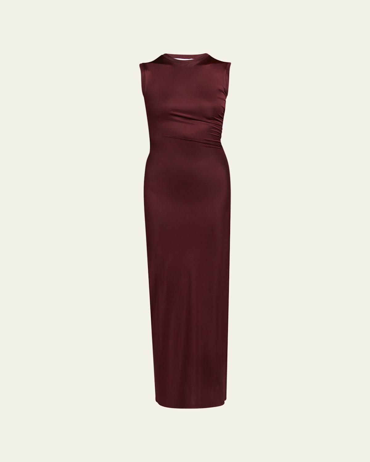 Shop Stella Mccartney Long Fluid Jersey Dress In Dark Cherr