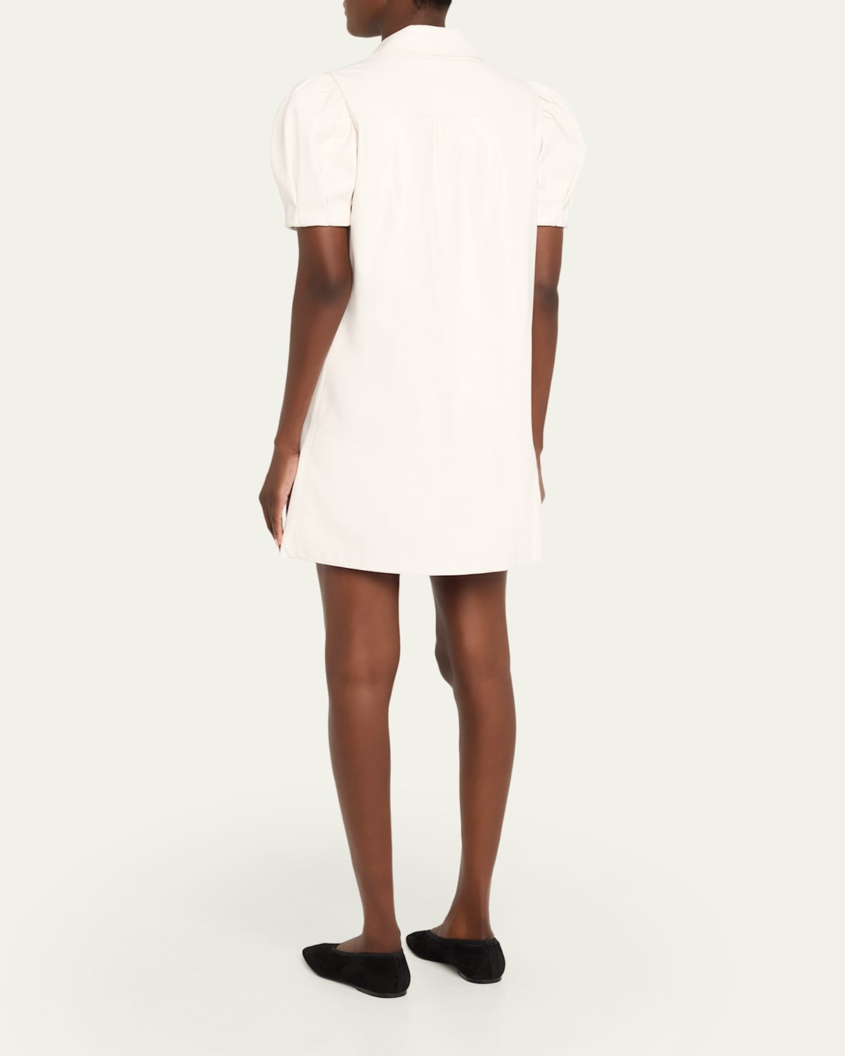 Jem Vegan Leather Puff-Sleeve Shirtdress