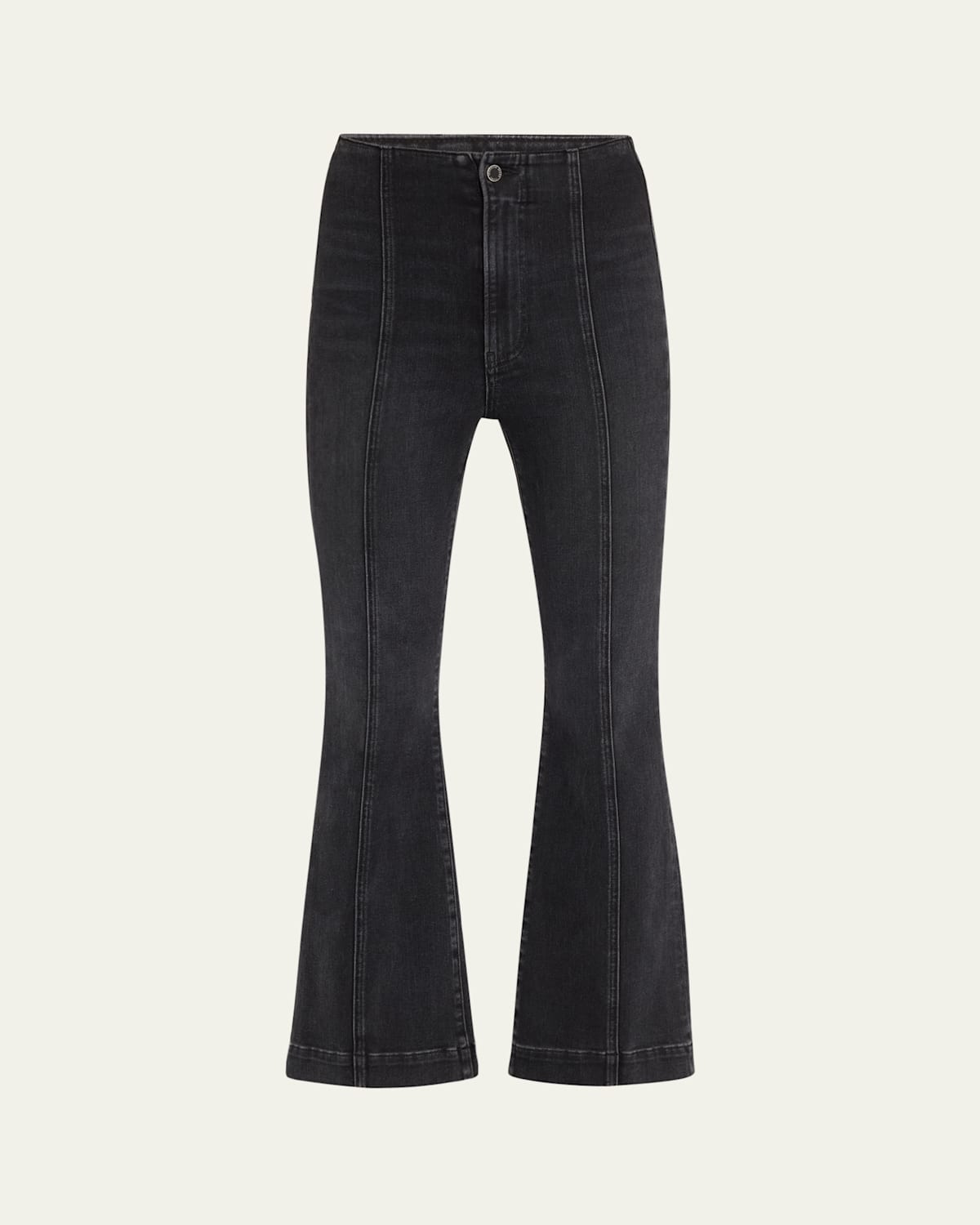 Veronica Beard Carson High-rise Ankle Flare Jeans In Washed Onyx