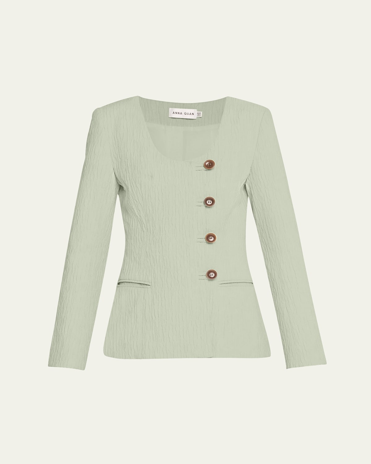 Vera Button-Down Crinkled Jacquard Jacket