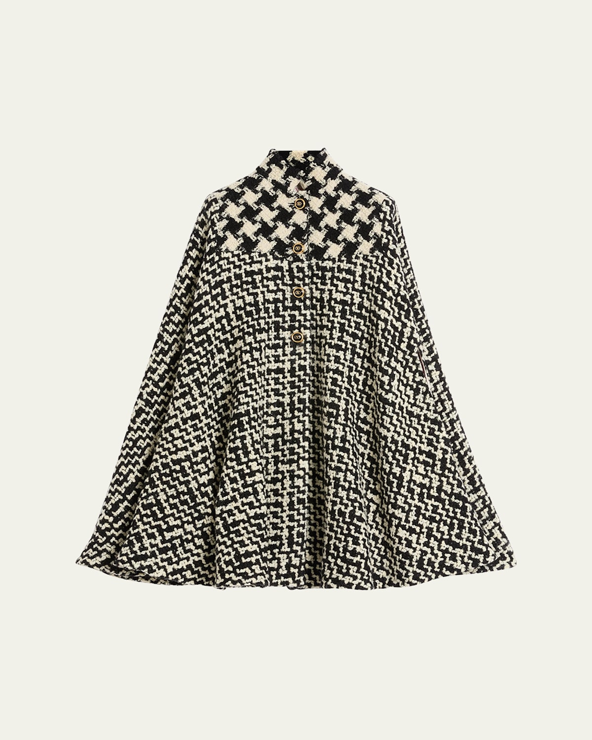 Valentino Virgin Wool-blend Cape In Ivory Black