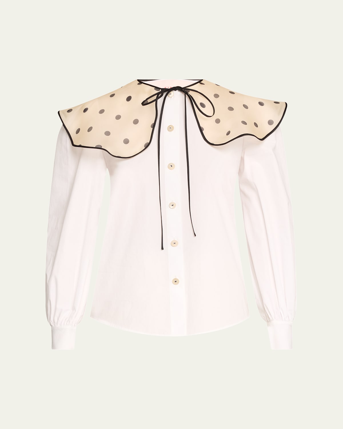 VALENTINO PETER PAN POLKA PRINT COLLAR POPLIN BLOUSE 