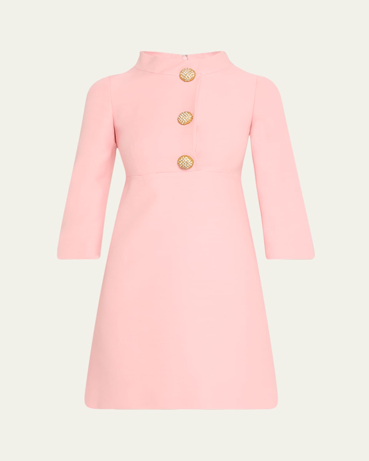 VALENTINO FUNNEL-NECK CRYSTAL BUTTON MINI DRESS
