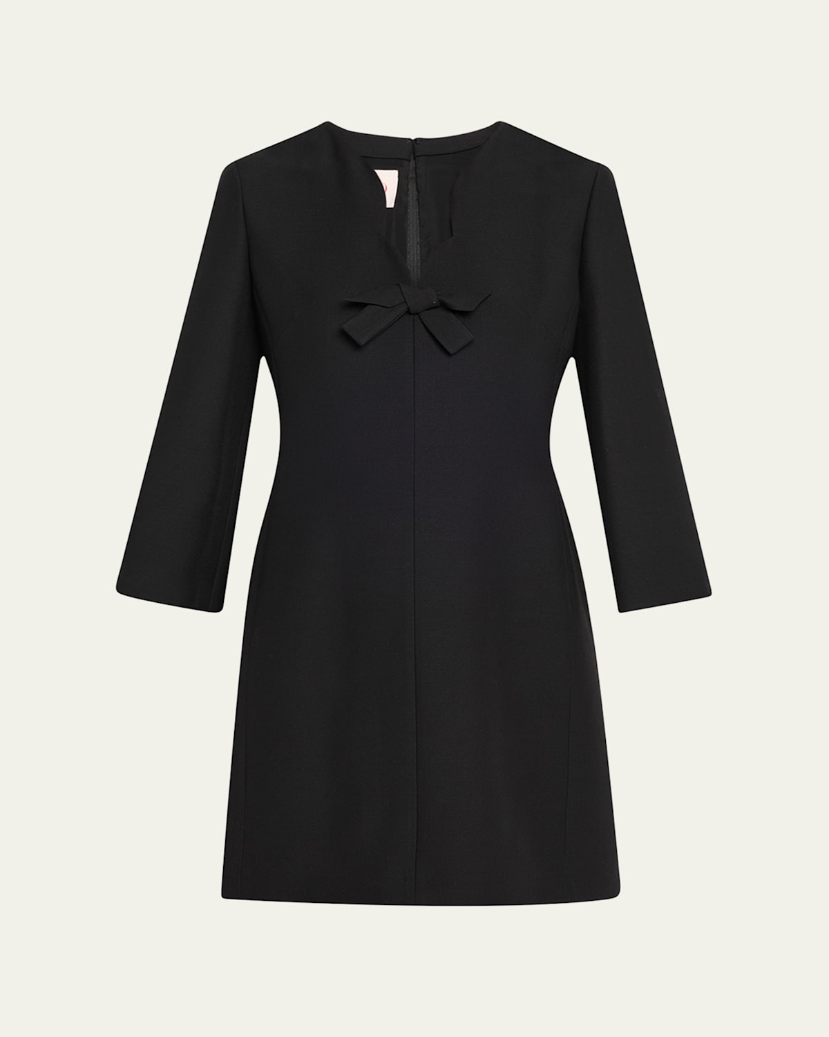 Valentino Scalloped-neck Bow Mini Dress In Black