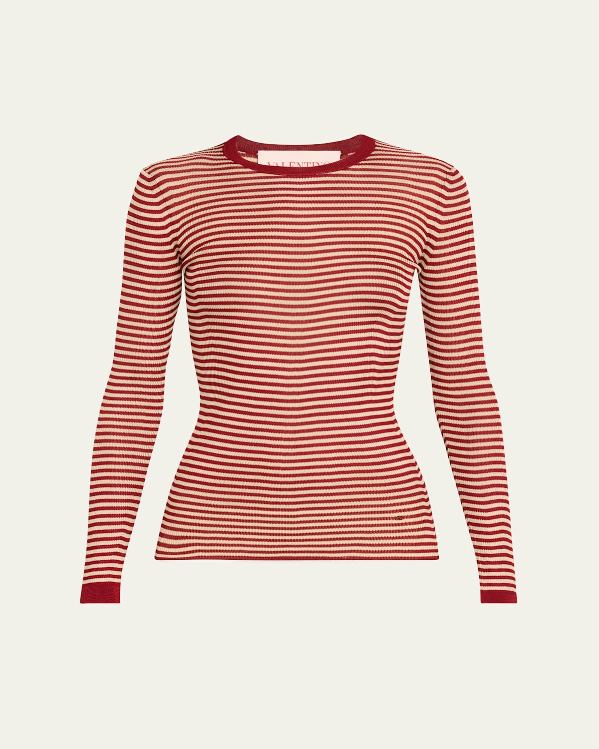 Valentino Striped Silk Knit Long-sleeve Sweater In Red Multi