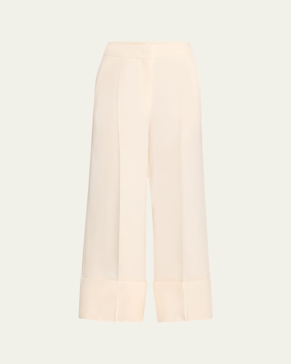 Shop Valentino Wide-leg Cuffed Trousers In Ivory