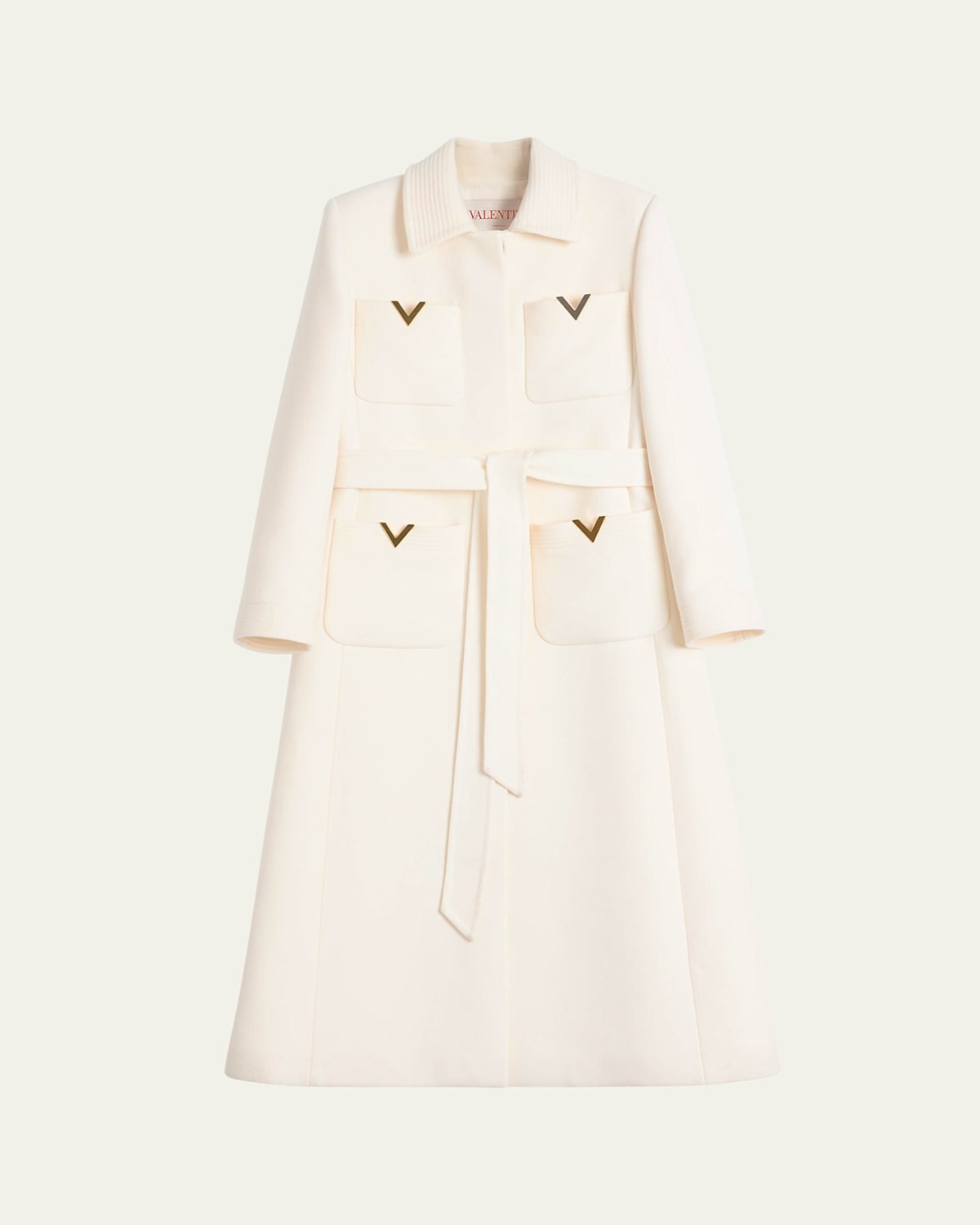Valentino Mantel Aus Drill Double Frau Elfenbein 50 In Ivory