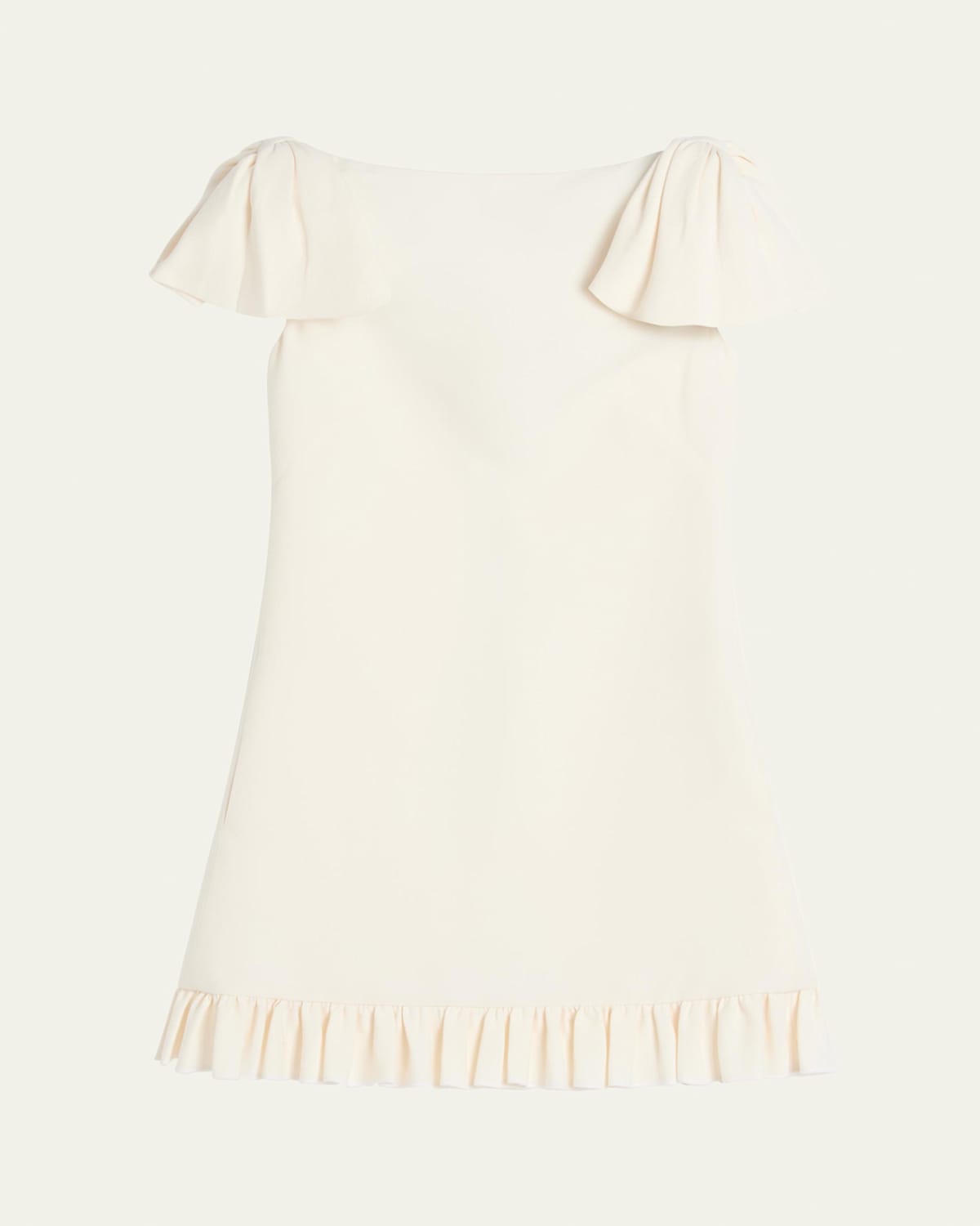 Valentino Ruffled Wool And Silk-blend Crepe Mini Dress In Ivory