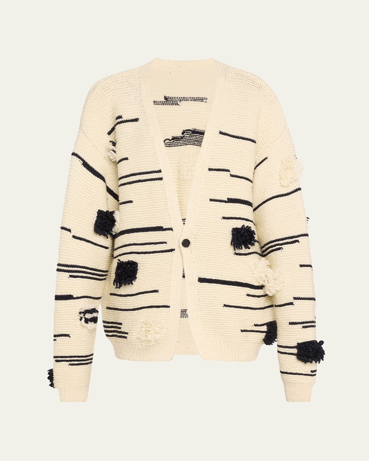 Zankov Julien Two-tone Wool Cardigan In Ecru/black