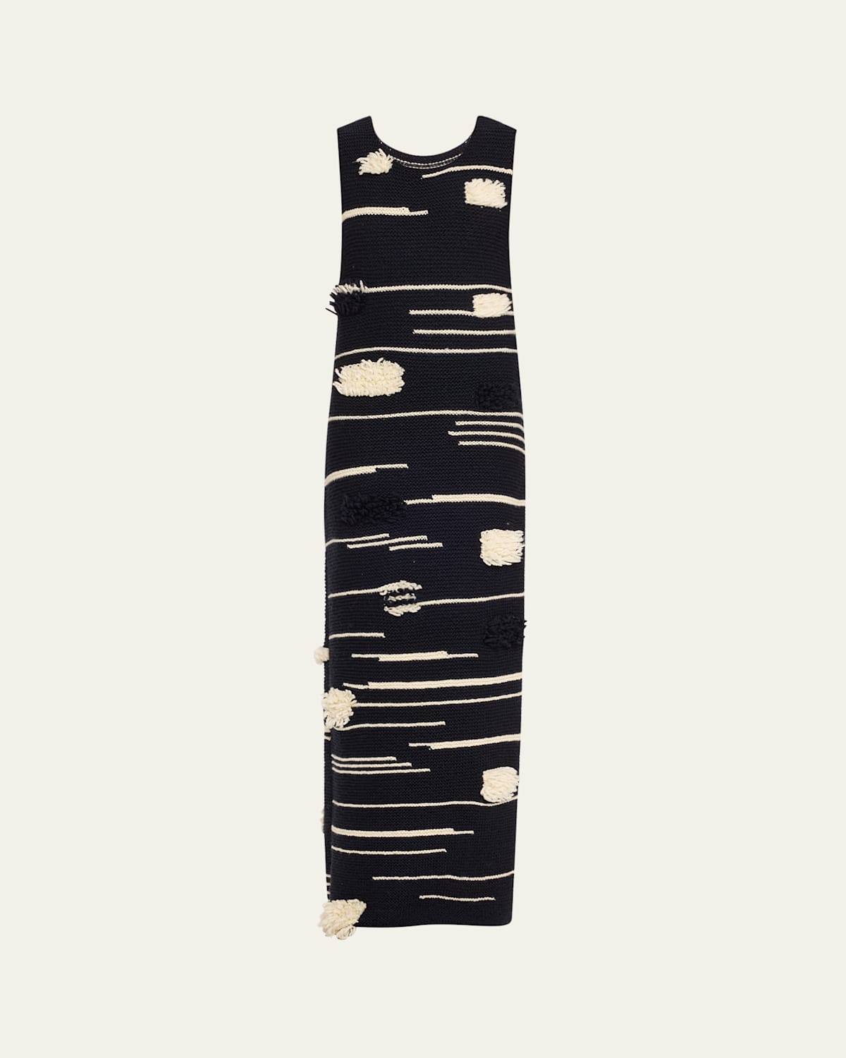 ZANKOV LUNE TWO-TONE SLEEVELESS MAXI WOOL DRESS 