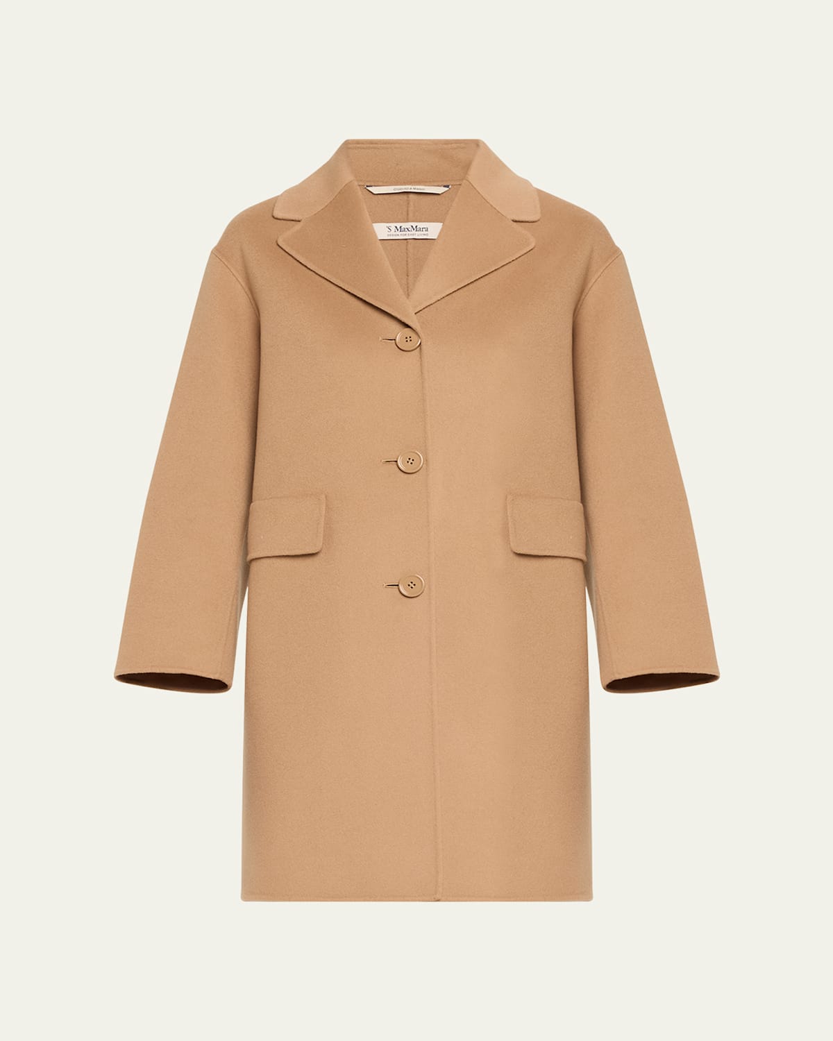 Shop Max Mara Cielo Single-breasted Wool Coat In Camel