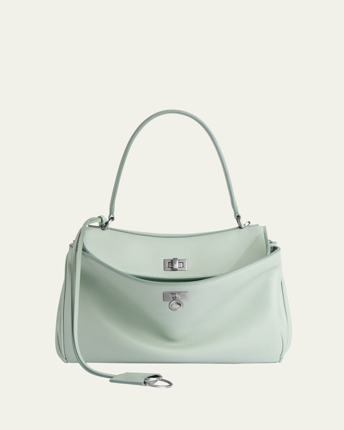 Balenciaga Rodeo Small Calfskin Top-handle Bag In 3837 Green