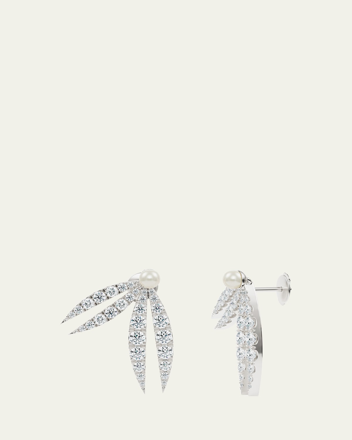 Lotus Diamond and Pearl Flourish Earrings