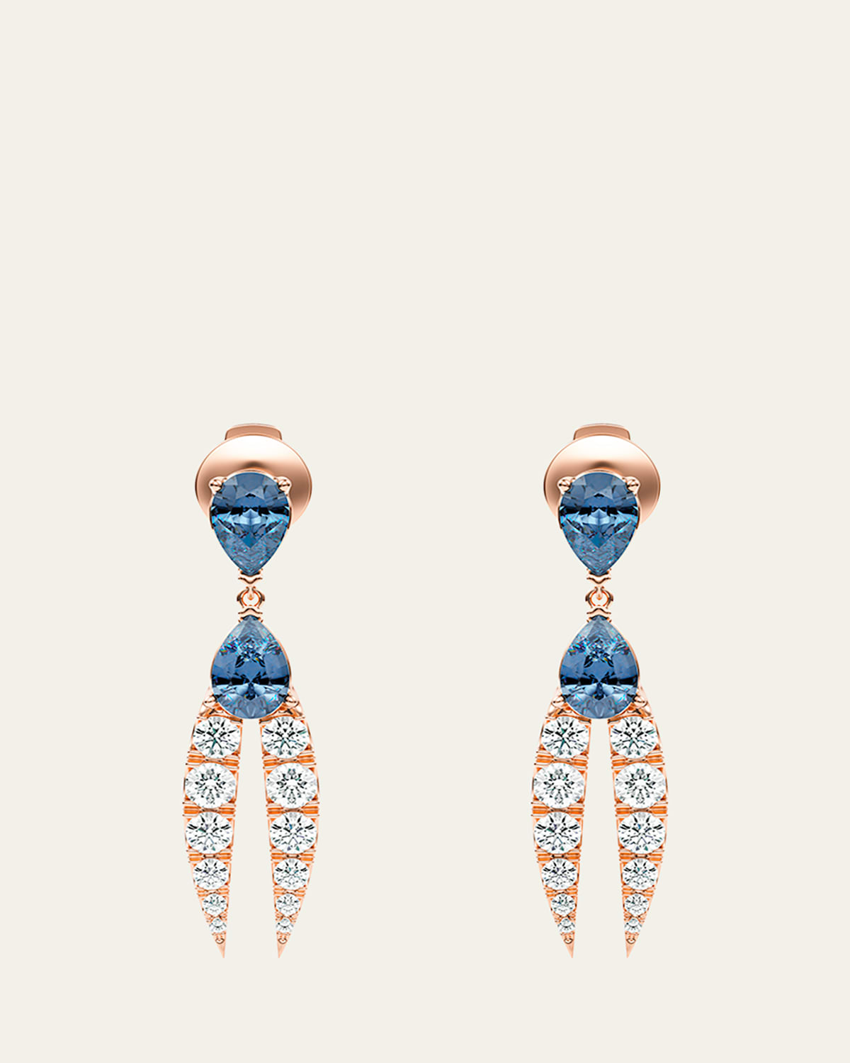 Lotus Diamond and Tanzanite Earrings