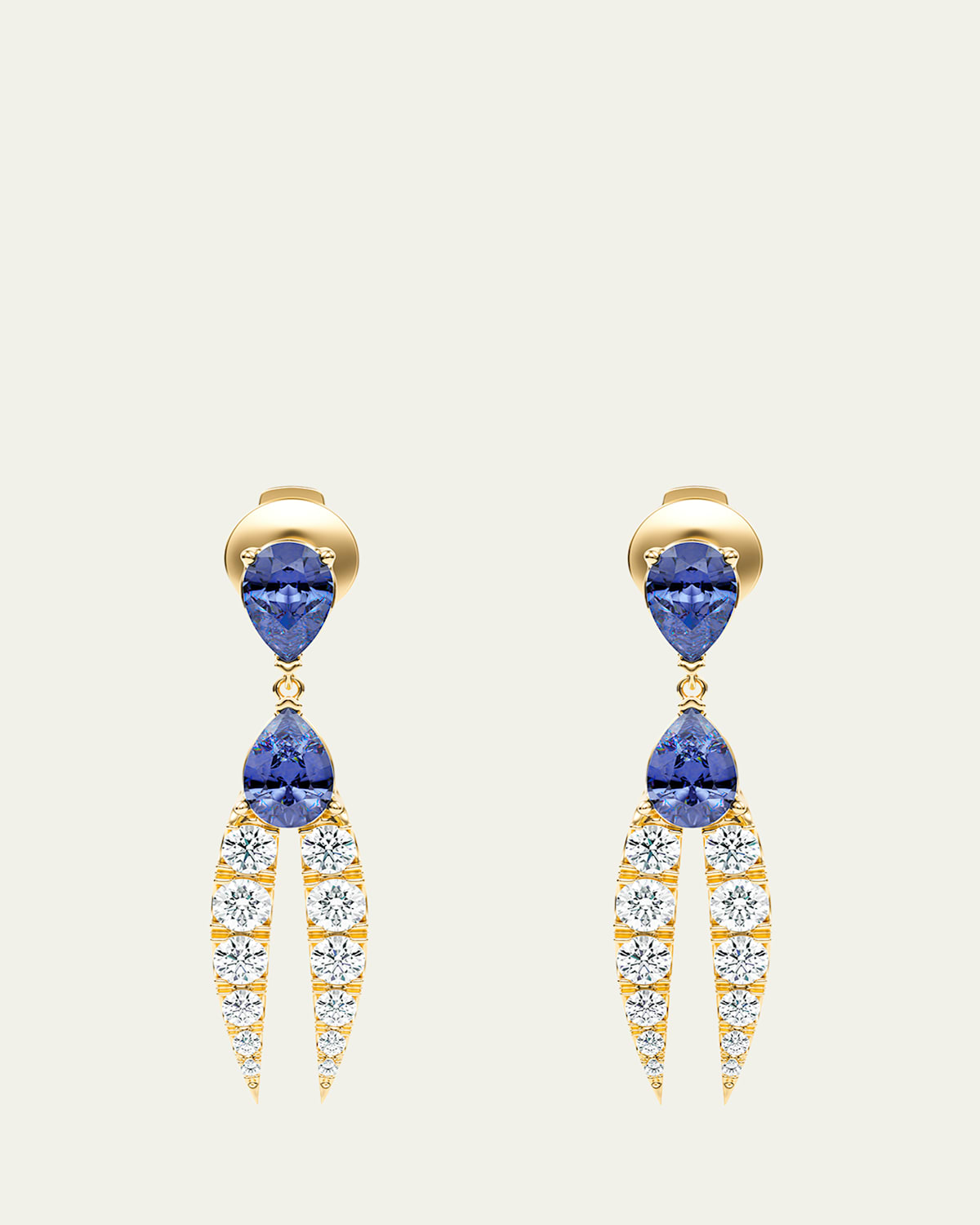 Lotus Diamond and Tanzanite Earrings