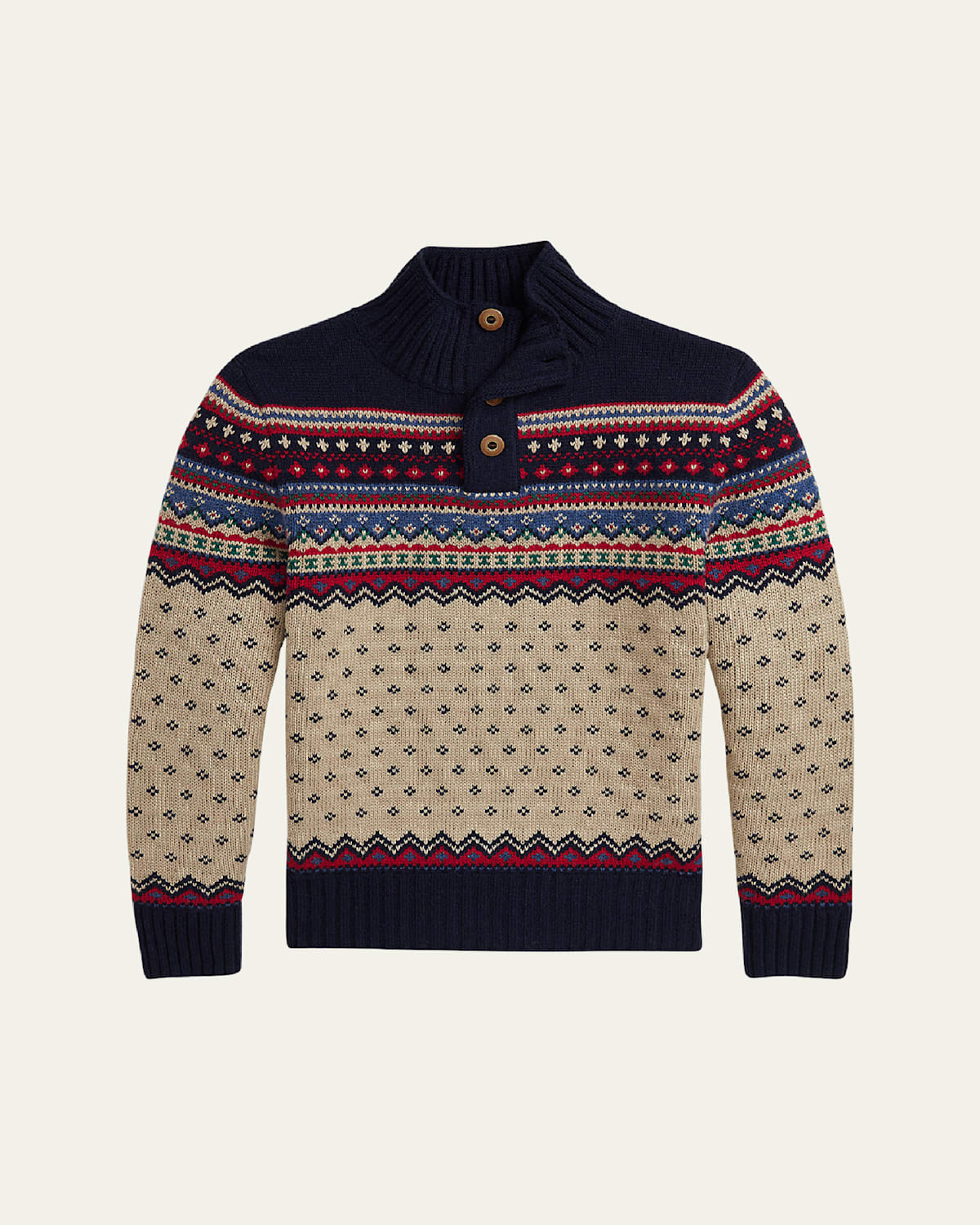 Boy's Nordic-Inspired Pullover Sweater, Size S-XL