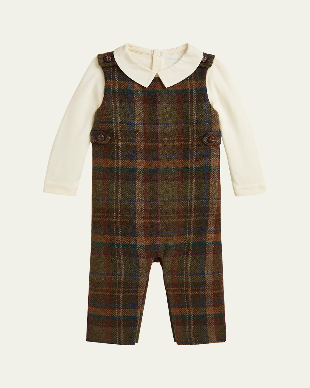 Boy's Tartan-Print Overall & Bodysuit Set, Size 9M-24M