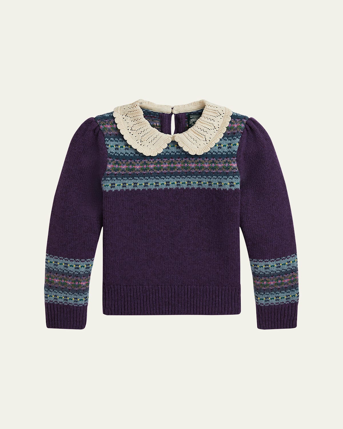 Girl's Collared Fair Isle Sweater, Size 2-6X