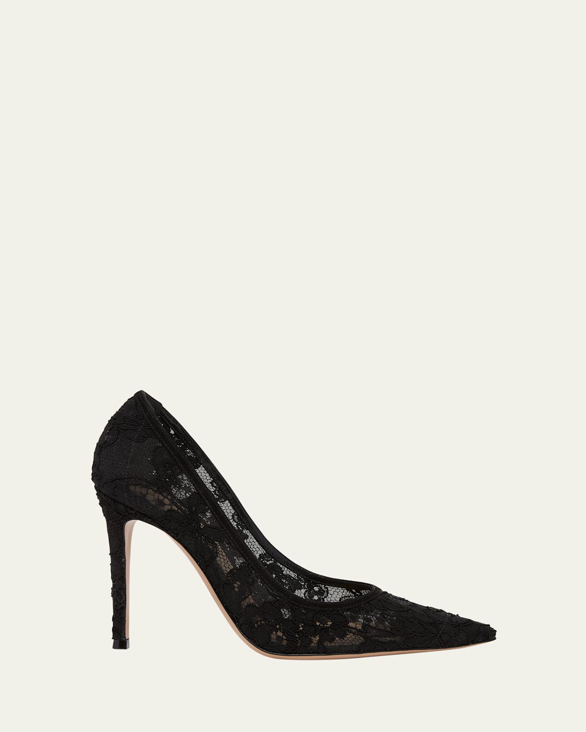 Gianvito Rossi Floral Lace Stiletto Pumps In Black