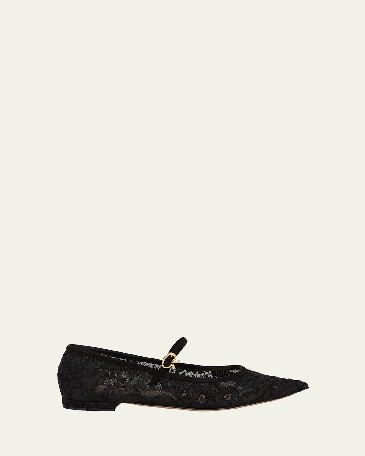 Gianvito Rossi Claudia Suede-trimmed Lace Mary Jane Flats In Black