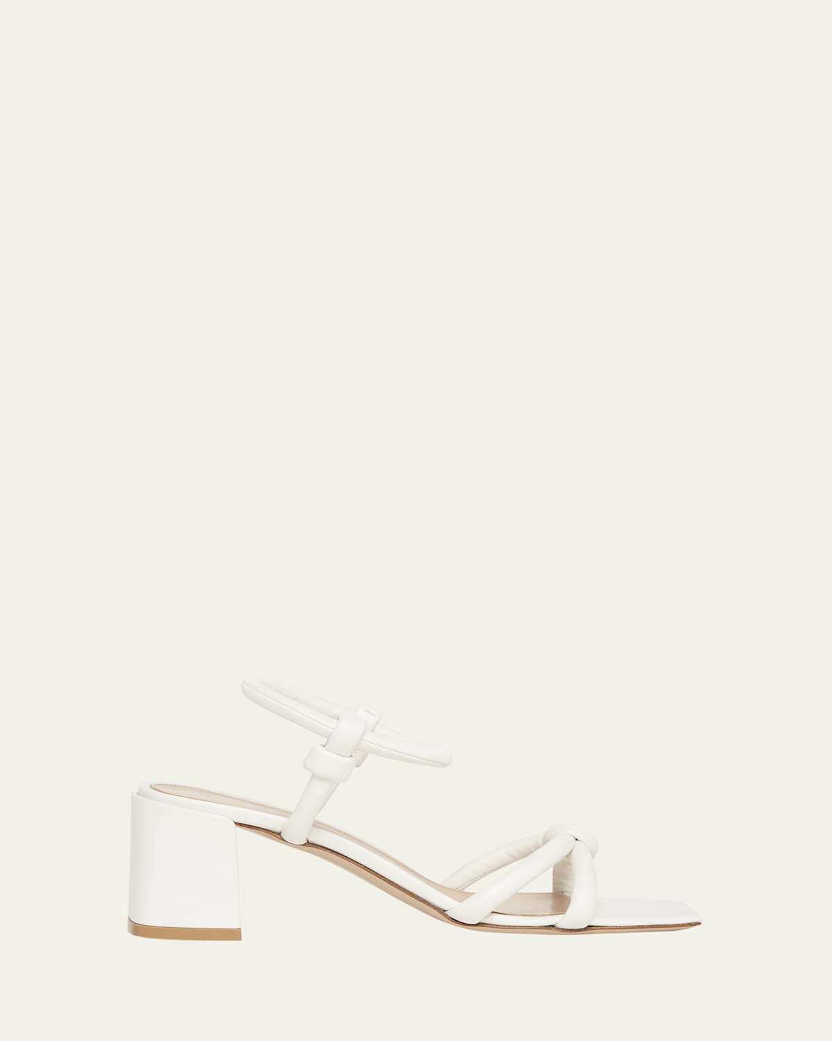 GIANVITO ROSSI KNOTTED LEATHER BLOCK-HEEL SANDALS 