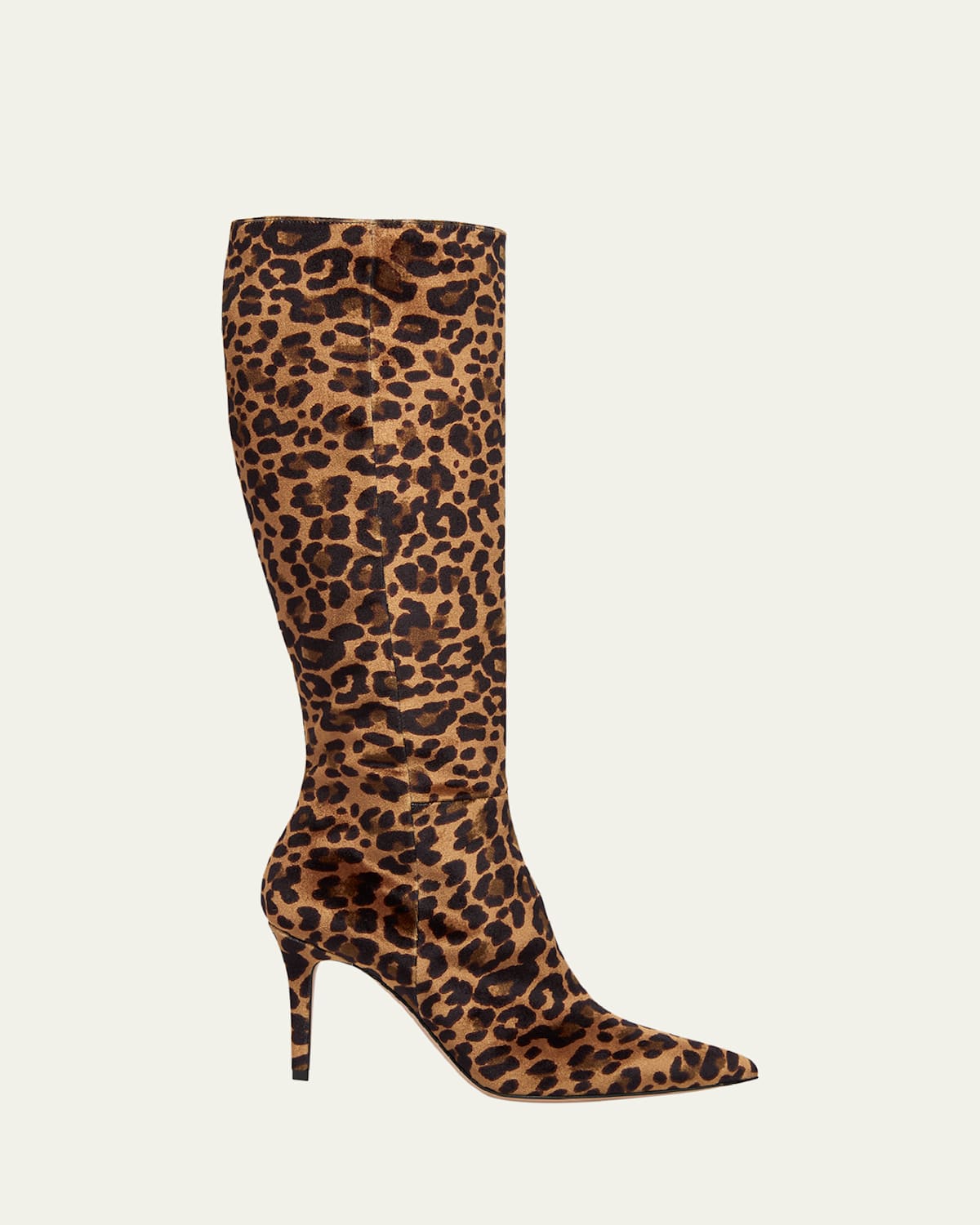 Shop Gianvito Rossi Leopard Velvet Stiletto Knee Boots In Leopard Print