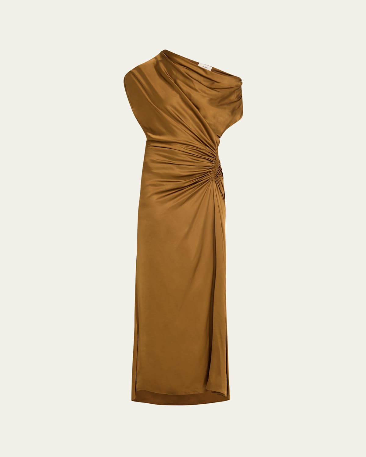 A.L.C PENNY ONE-SHOULDER RUCHED SATIN GOWN 