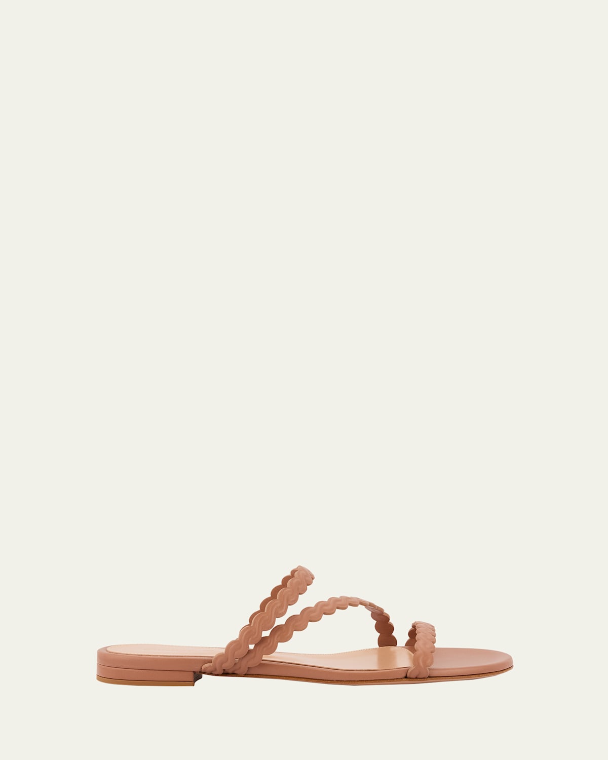 Gianvito Rossi Braided Leather Flat Slingback Sandals In Praline