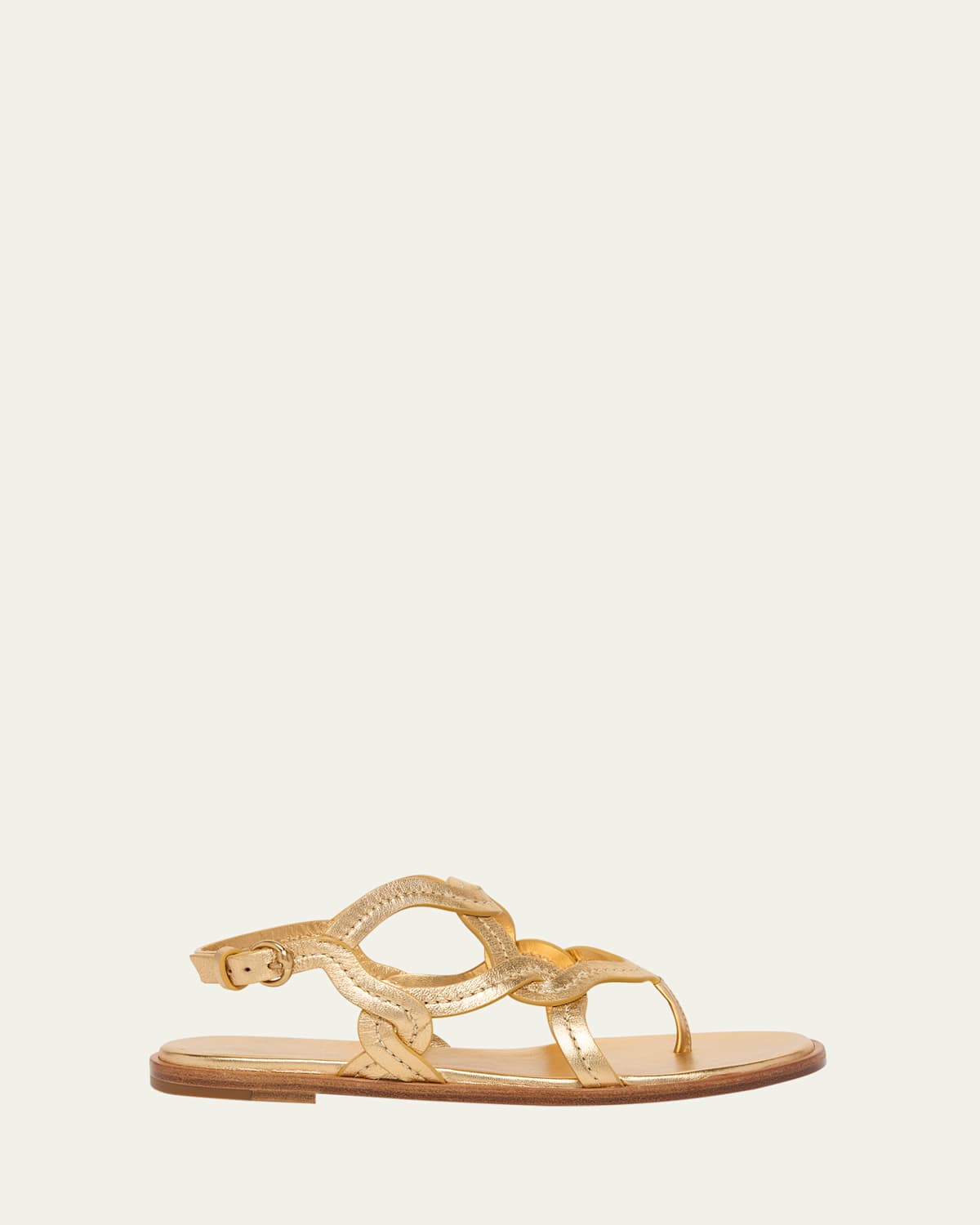 Gianvito Rossi Metallic Caged Flat Slingback Sandals In Mekong