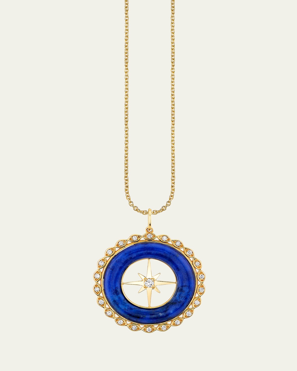 Sydney Evan 14K Yellow Gold Starburst Lapis and Diamond Pendant