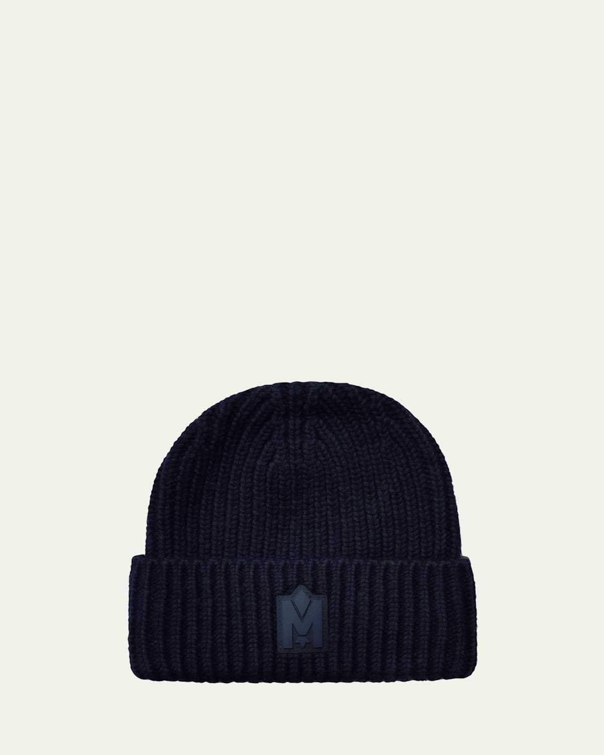 Jude Hand-Knit Logo Beanie with Ribbed Cuff