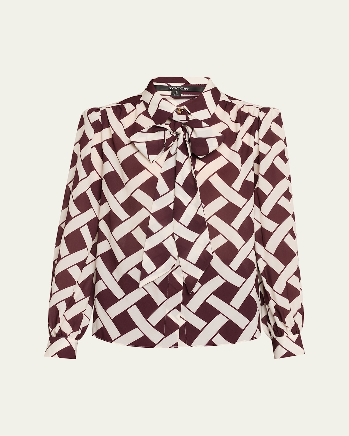 Evie Basketweave Tie-Front Blouse