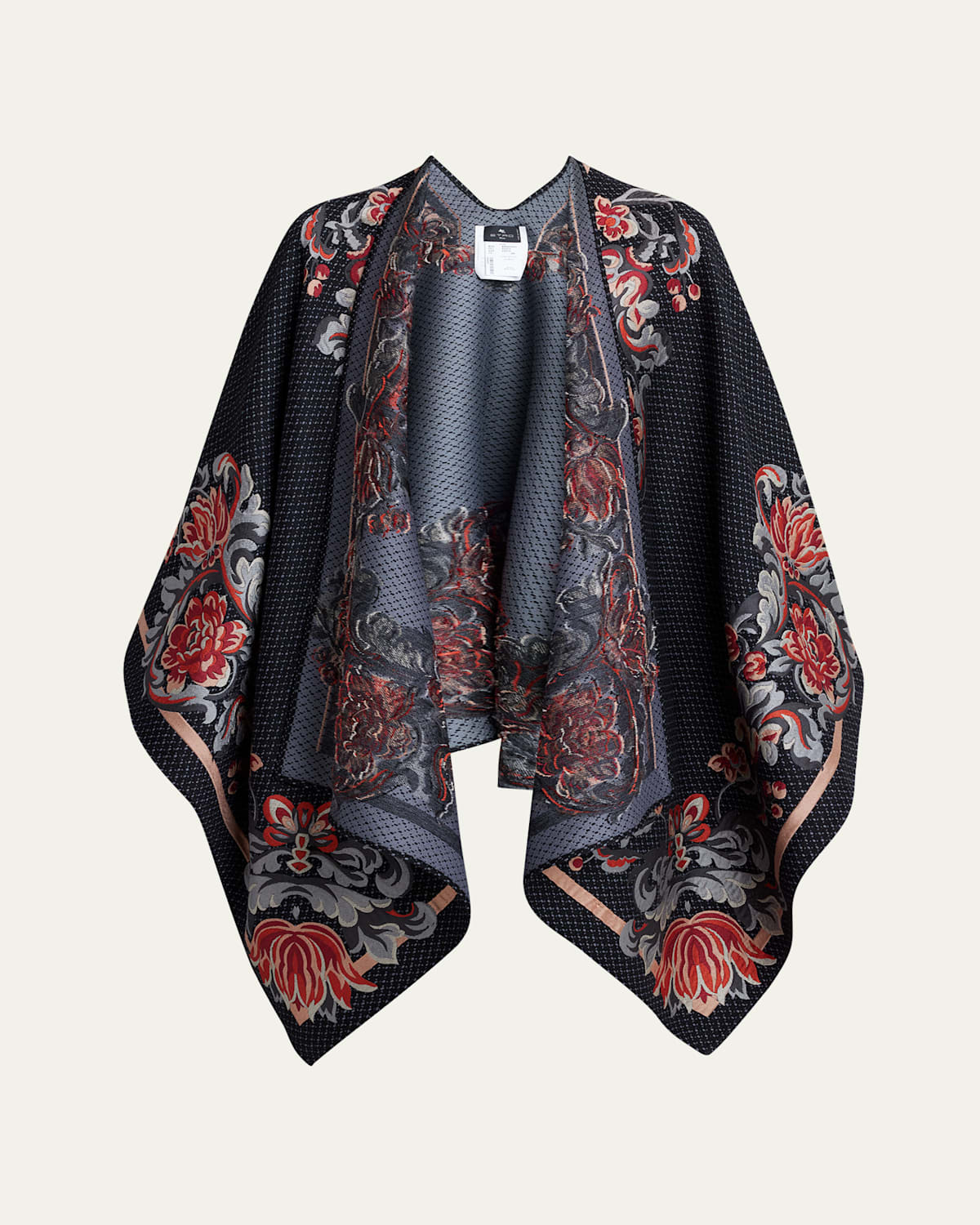 Floral Wool-Blend Cape