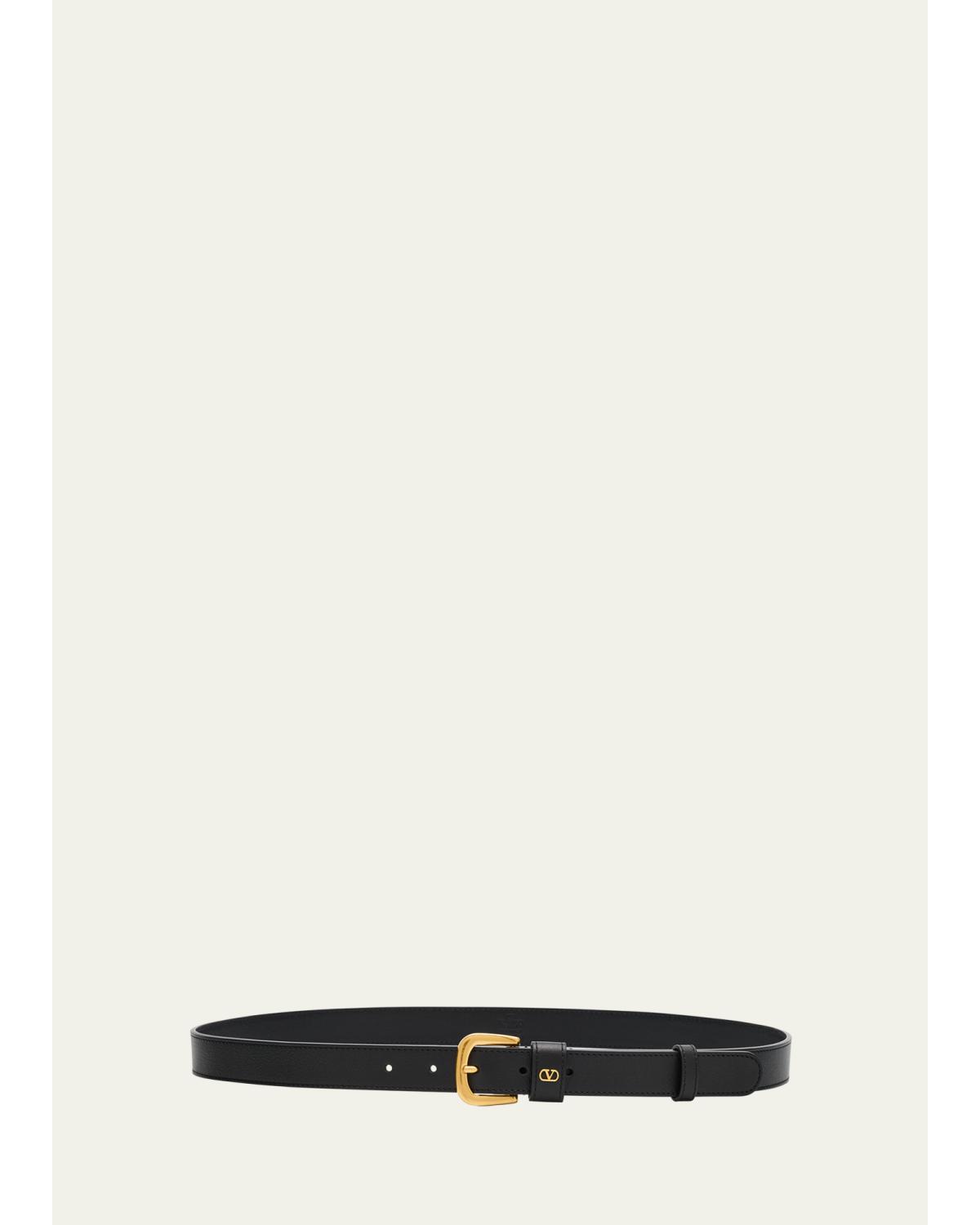 V-Logo Signature Embellished Leather Belt