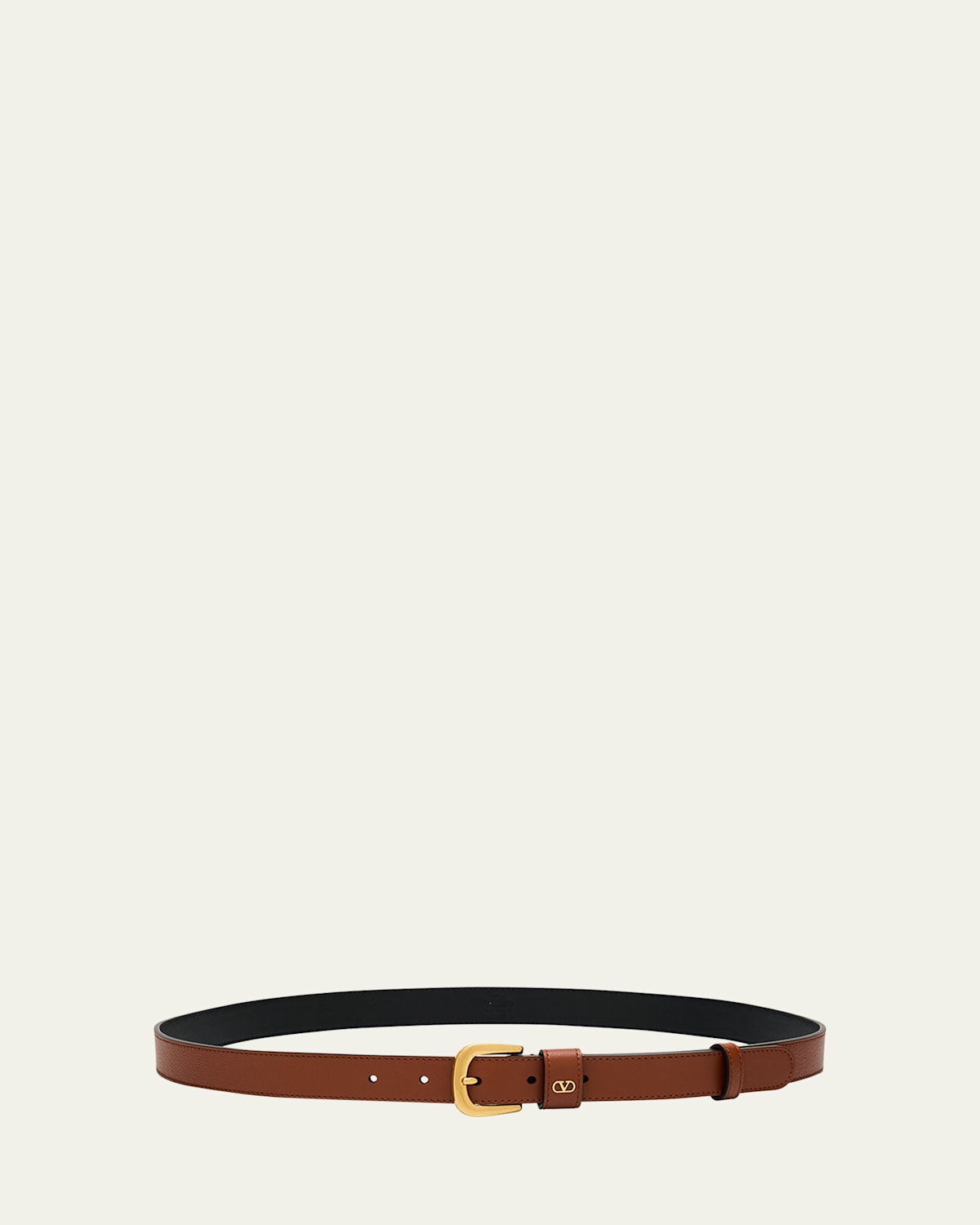 Valentino V-logo Signature Embellished Leather Belt In Deep Caramel