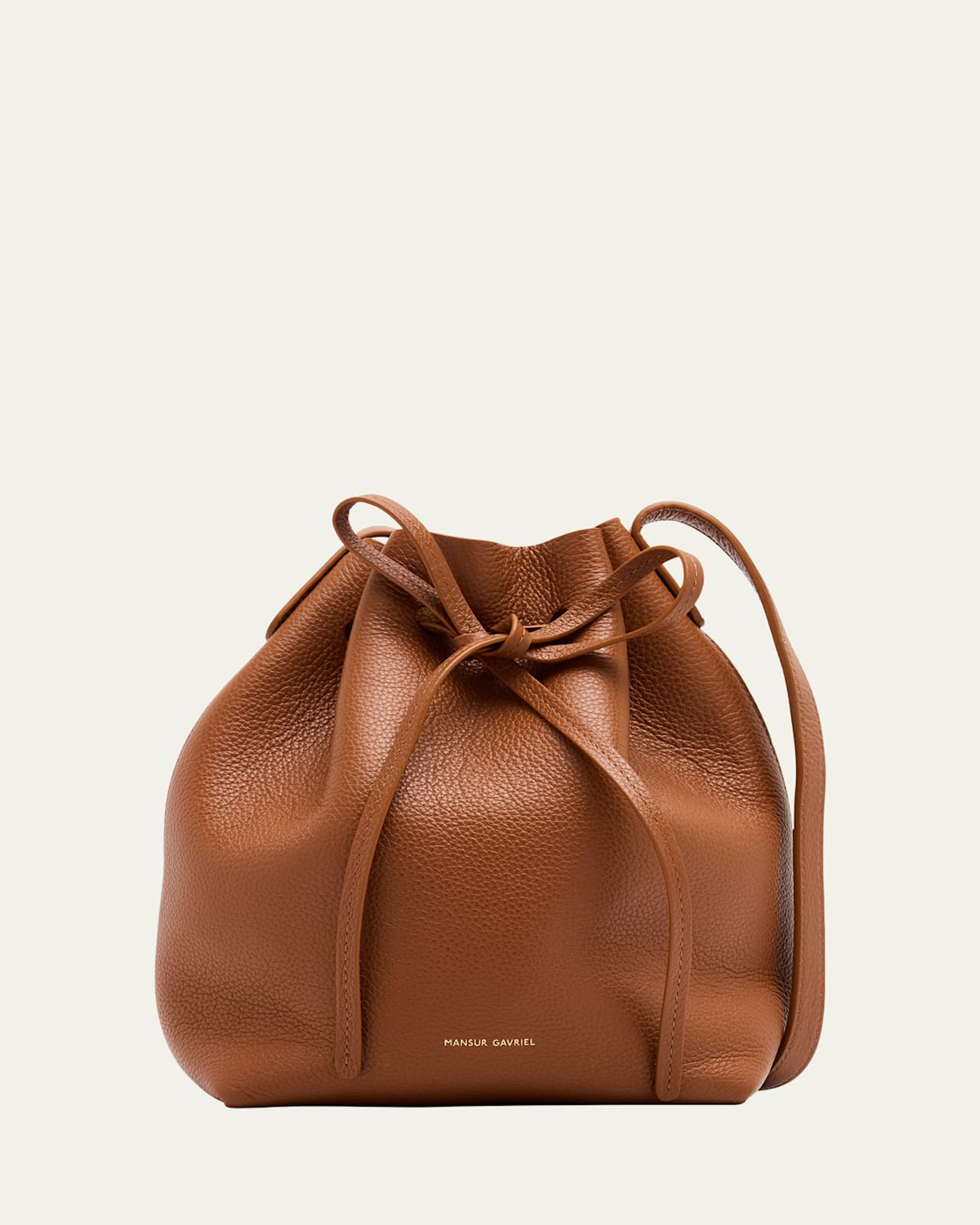 Mansur Gavriel Mini Drawstring Leather Bucket Bag In Hazelnut