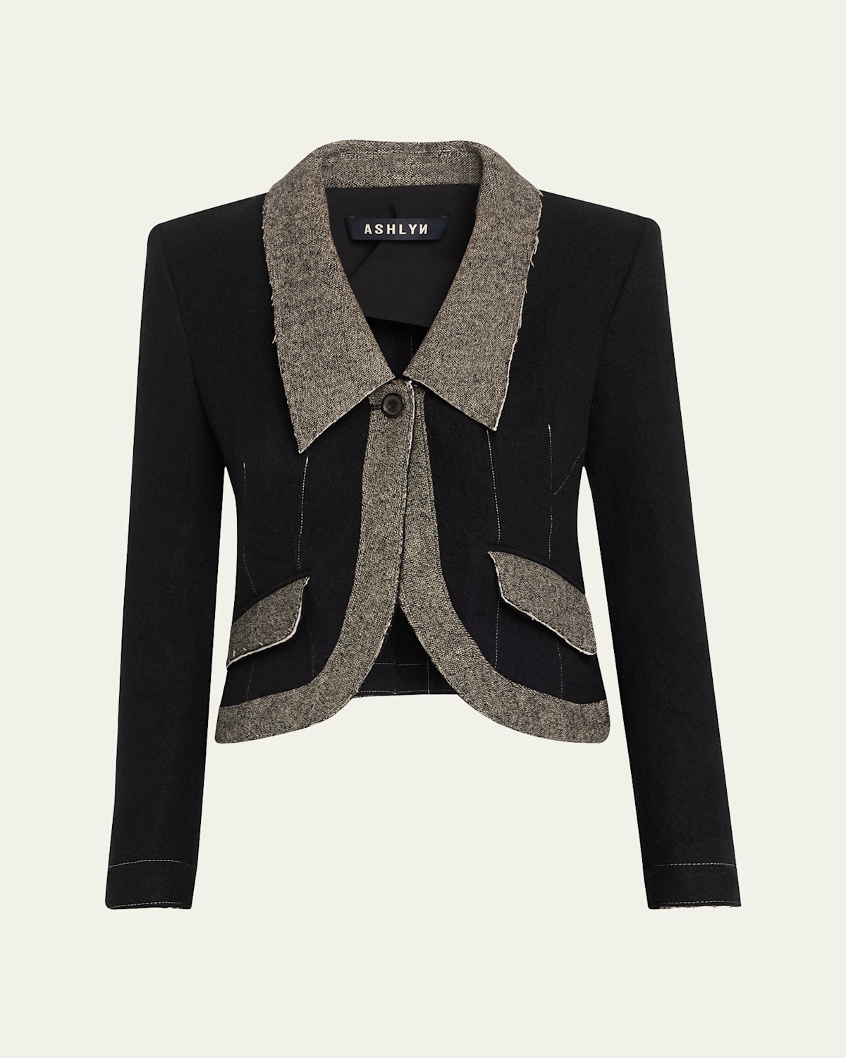 Davina Tweed-Trim Wool Melton Jacket