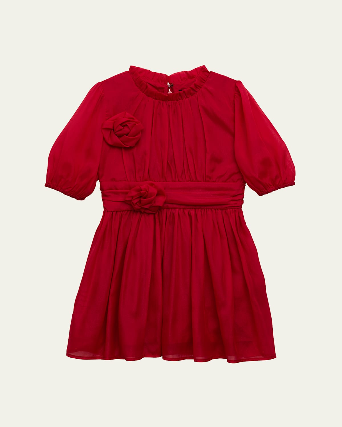 Girl's Mercer Floral Applique Mini Dress, Size 4-14