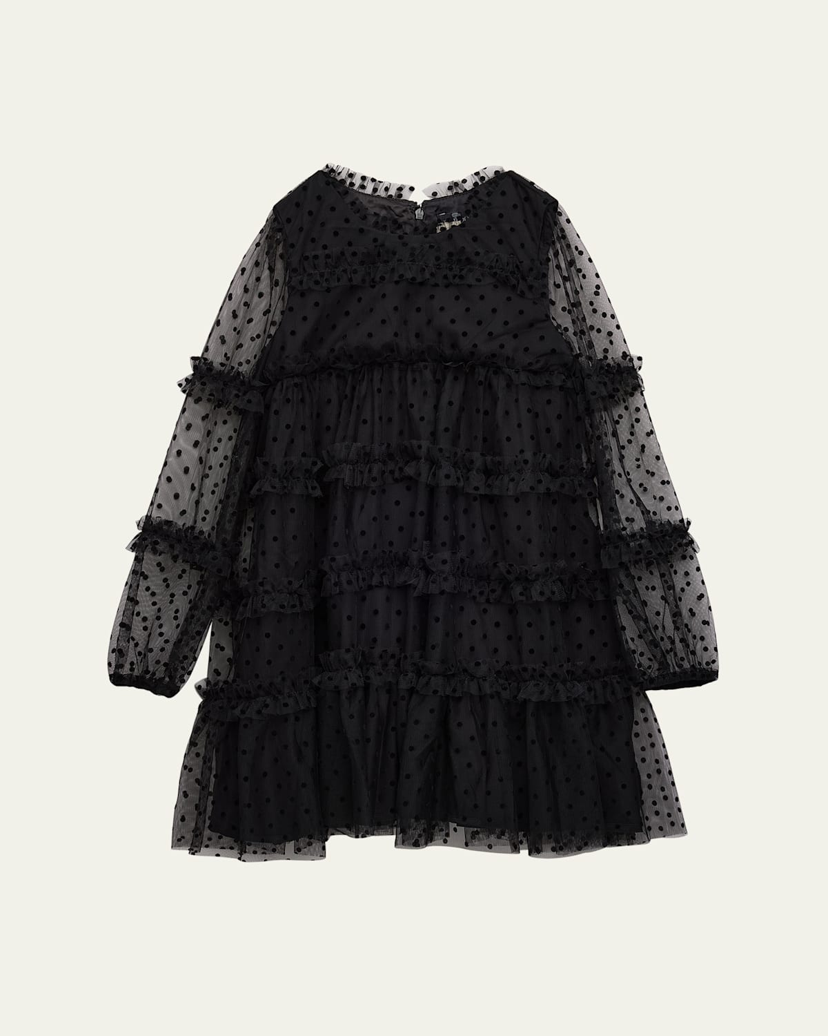 Girl's Lyra Spot Tiered Mini Dress, Size 4-14