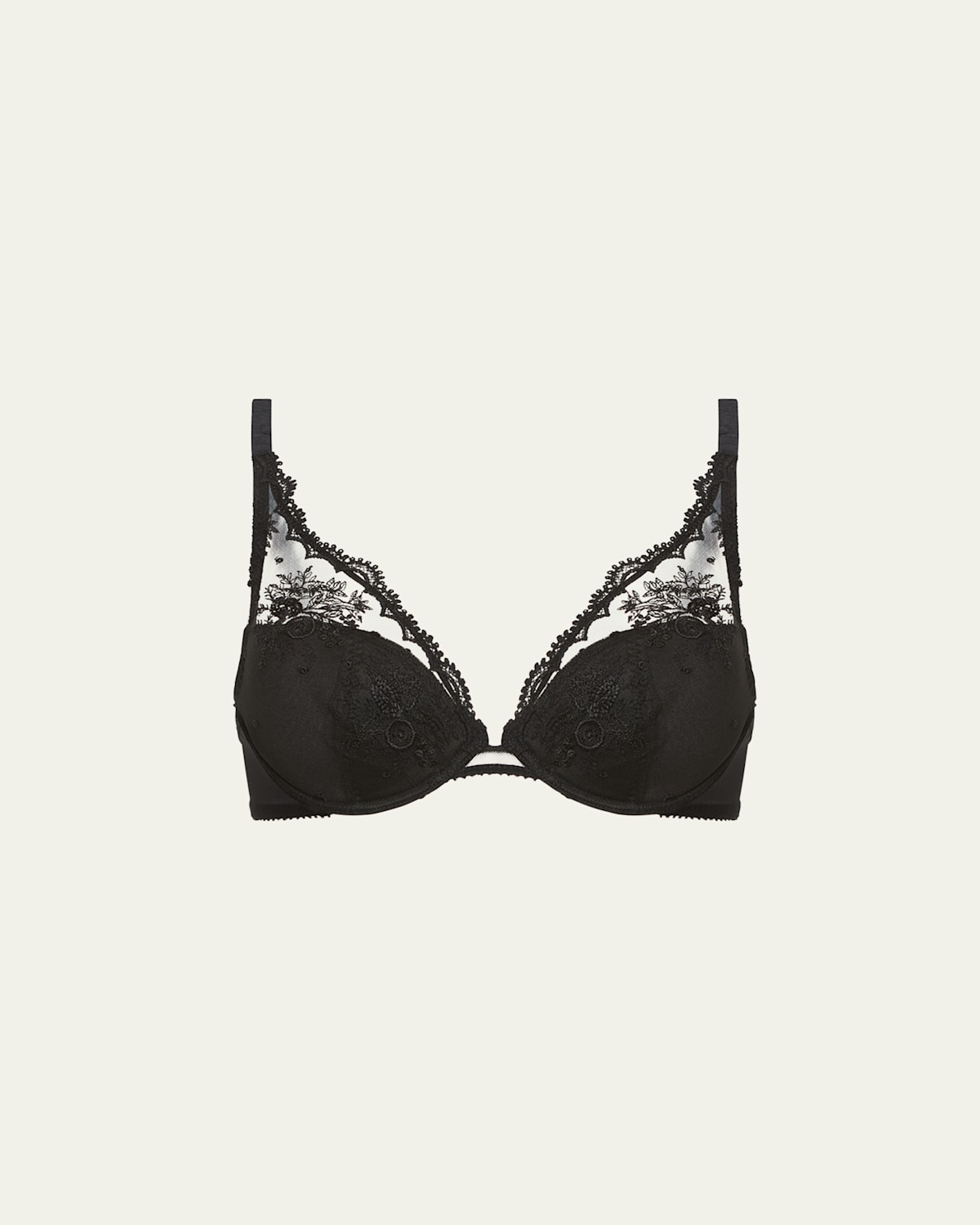 Simone Perele Womens Black Intrigue Triangle Underwired Lace Push-up Bra In Black