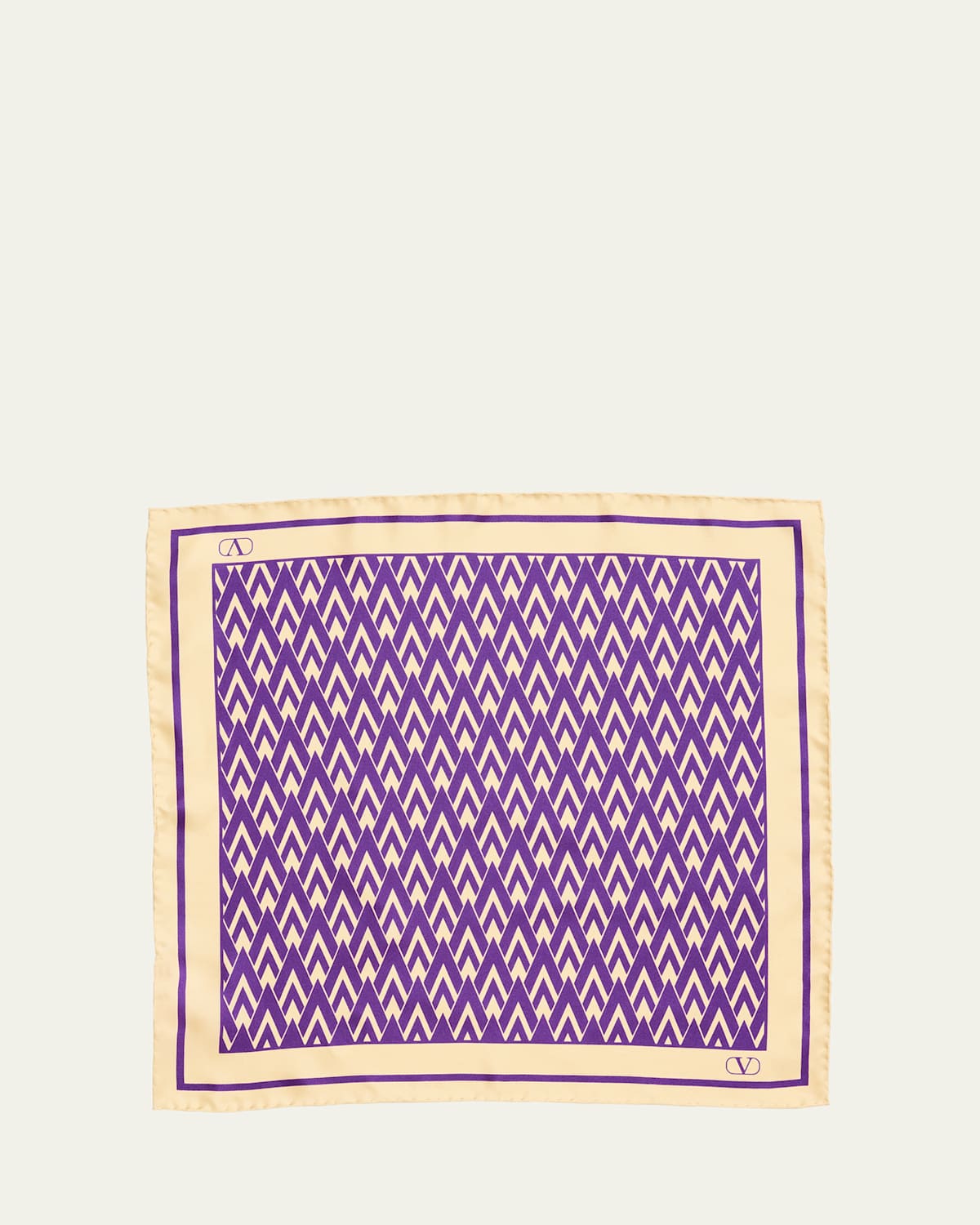 Valentino Monogram-print Silk Scarf In Crema Viola