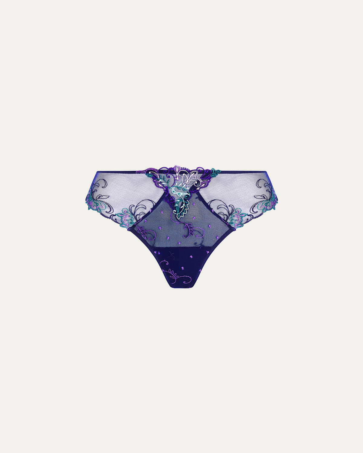 Deesse Desirs Embroidered Tulle Thong