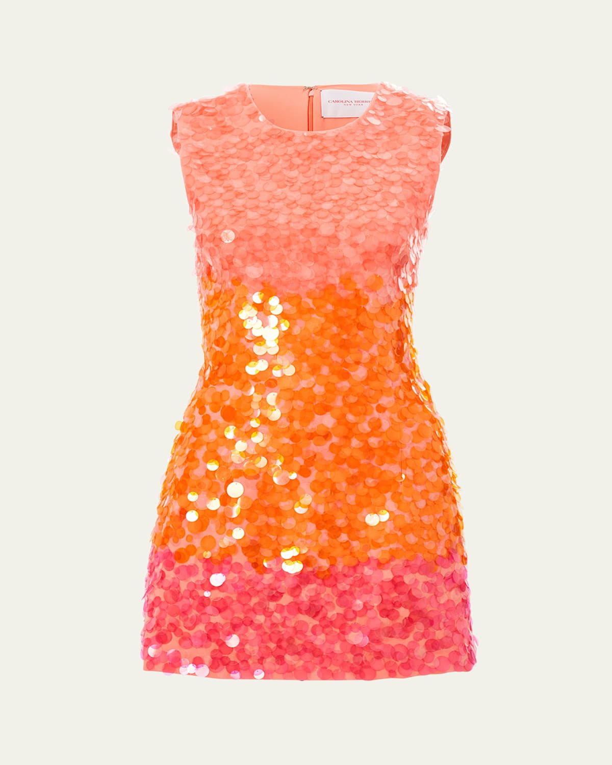 Carolina Herrera Stripe Sequined Sleeveless Mini Dress In Sunset Multi