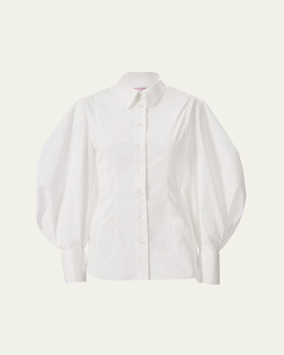 Carolina Herrera Full-sleeve Cotton Button-down Top In White