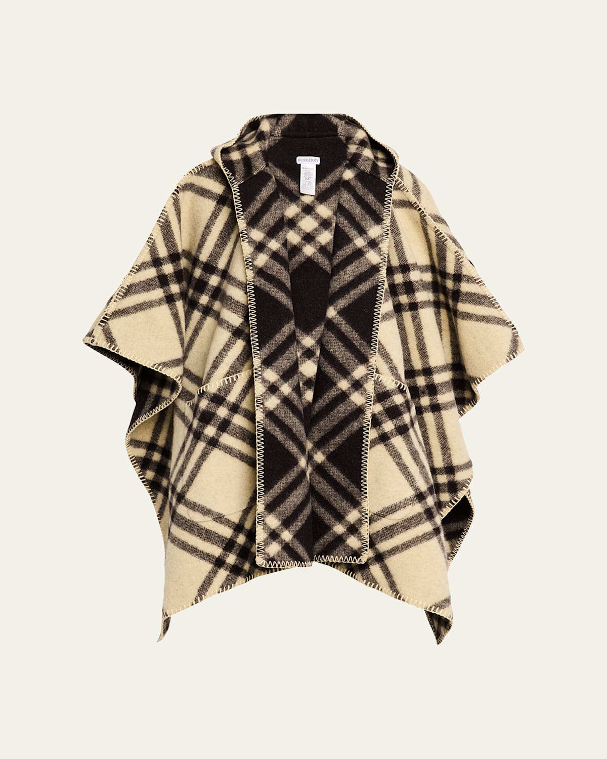 Burberry Catherine Reversible Check Hooded Cape In Candle